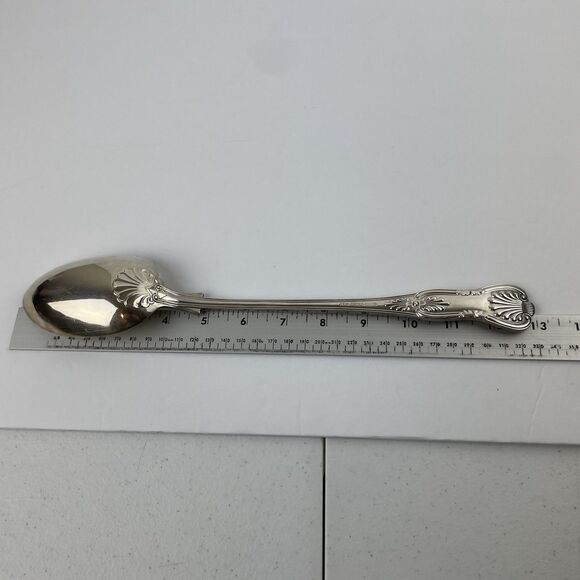 JB LTD Sheffield England Silver Plate Basting Large Oval Serving Spoon 13" Kings - Picture 8 of 8